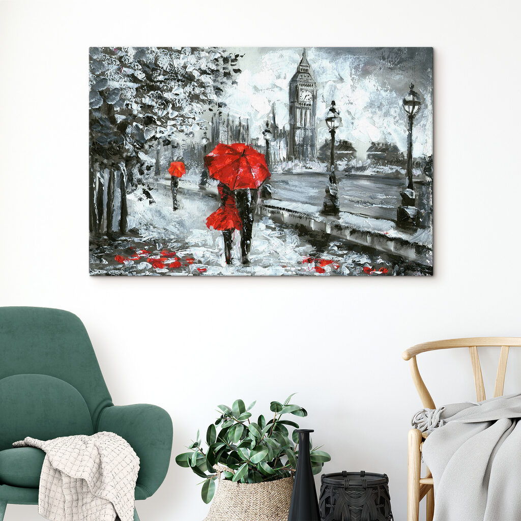 Rode paraplu bij kloktoren — interieur 5