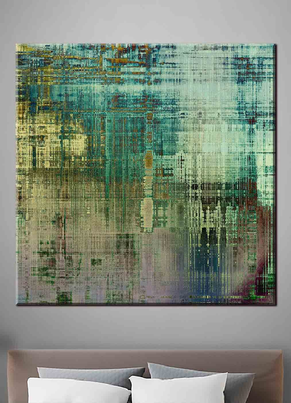 Kleurrijke abstracte patronen in beweging in een interieur