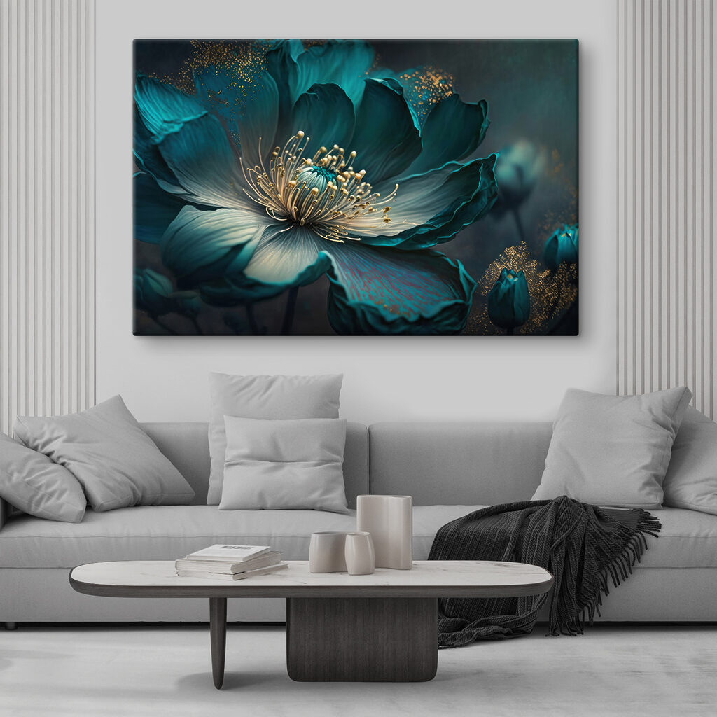 Turkooizen bloem van dichtbij — interieur 5