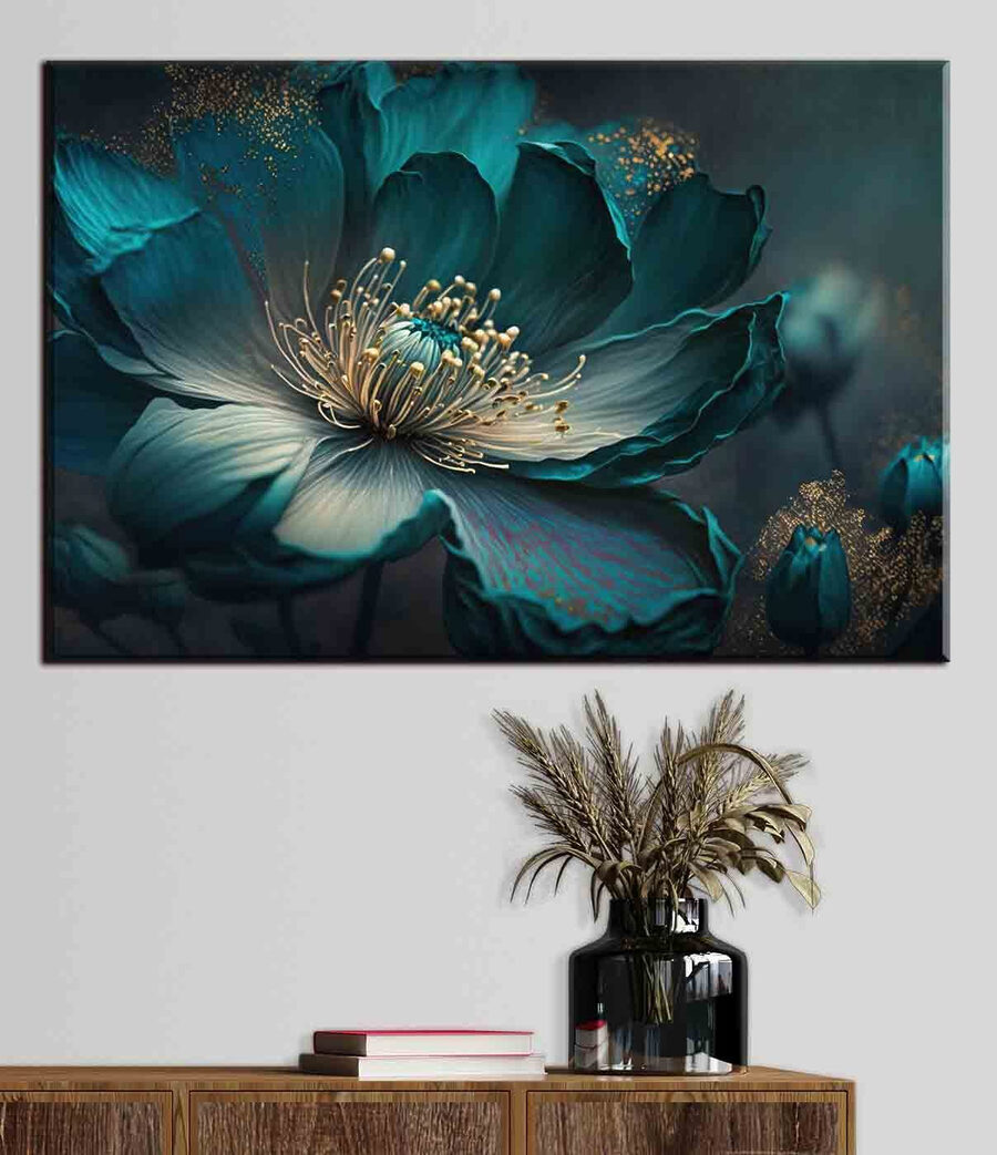 Turkooizen bloem van dichtbij — interieur 2