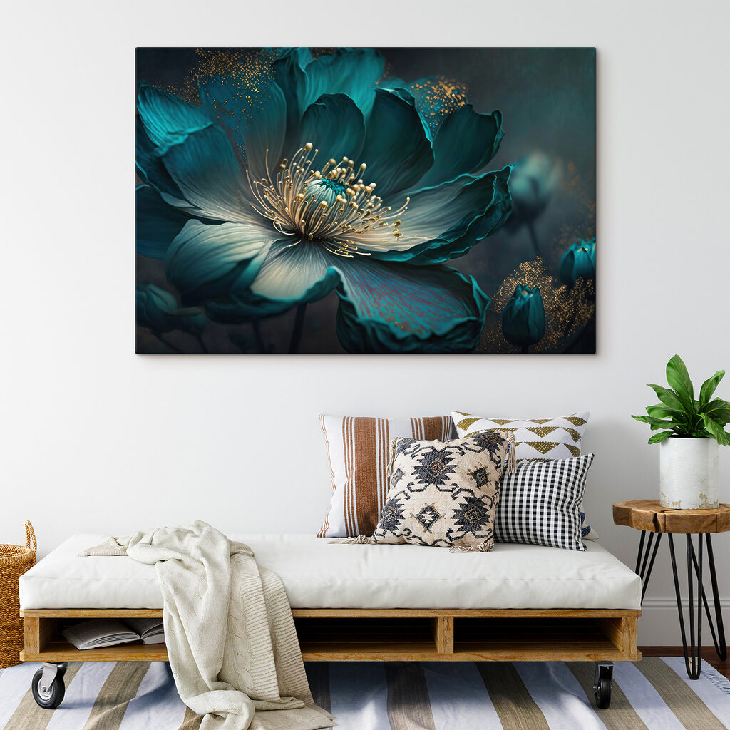 Turkooizen bloem van dichtbij — interieur 6
