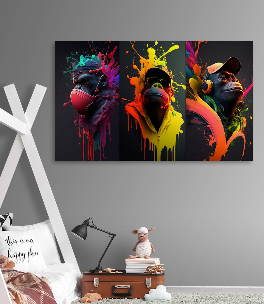 Apen in spattende kleur — interieur 1