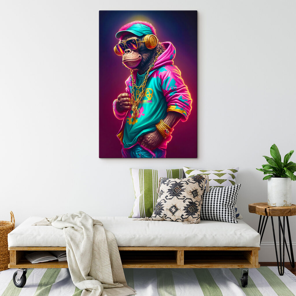 Aap in een neonhoodie — interieur 3