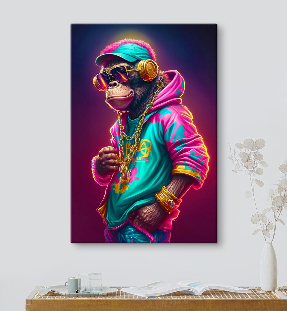 Aap in een neonhoodie — interieur 5