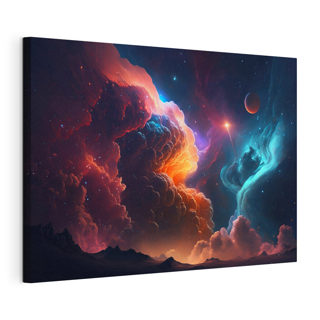 Waar sterrenwolken samenkomen, gespannen canvas met doorlopende rand