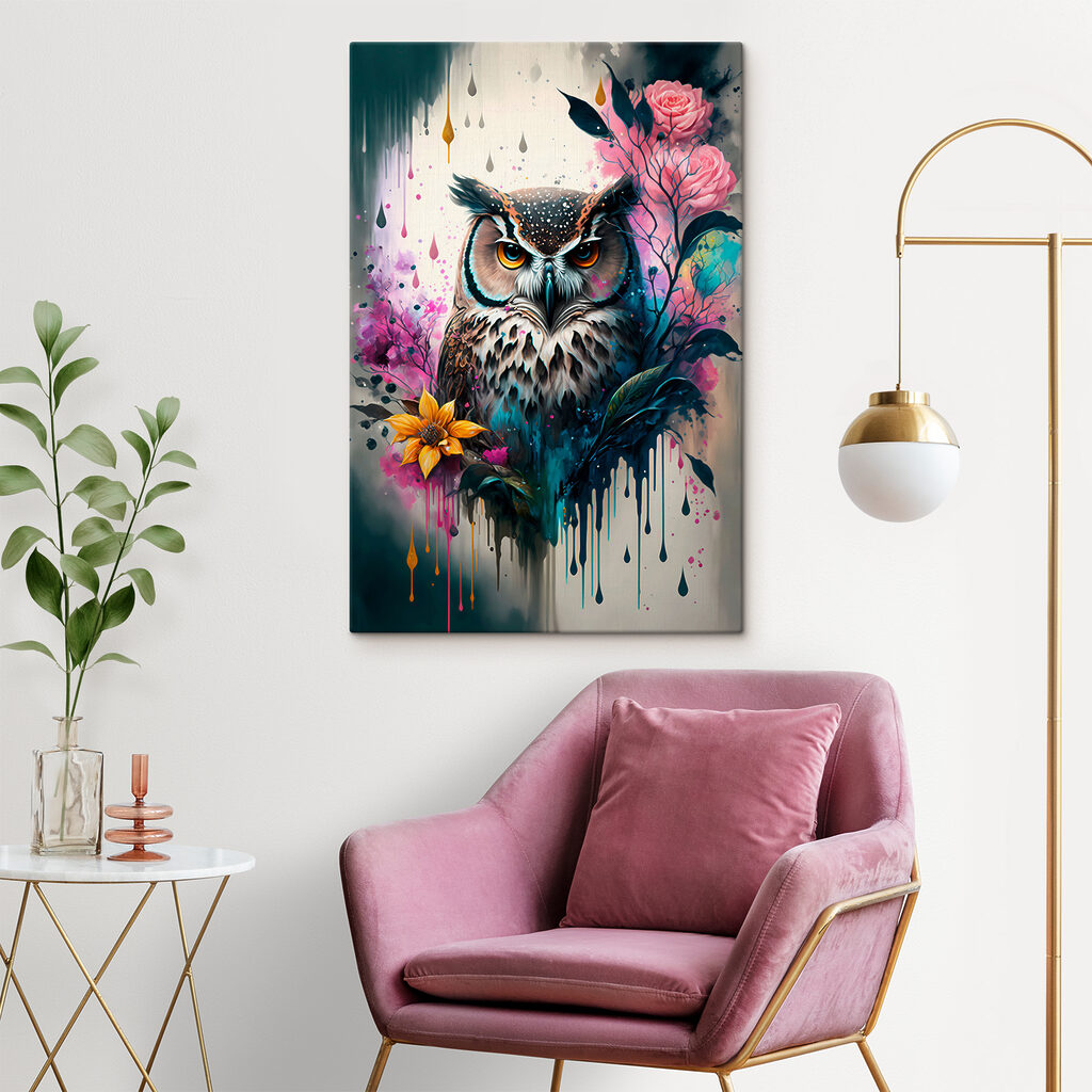 Uil tussen geschilderde rozen — interieur 6