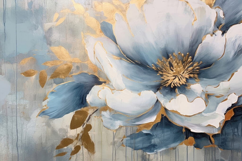 Bloemen met blauwe schaduwen — volledig ontwerp