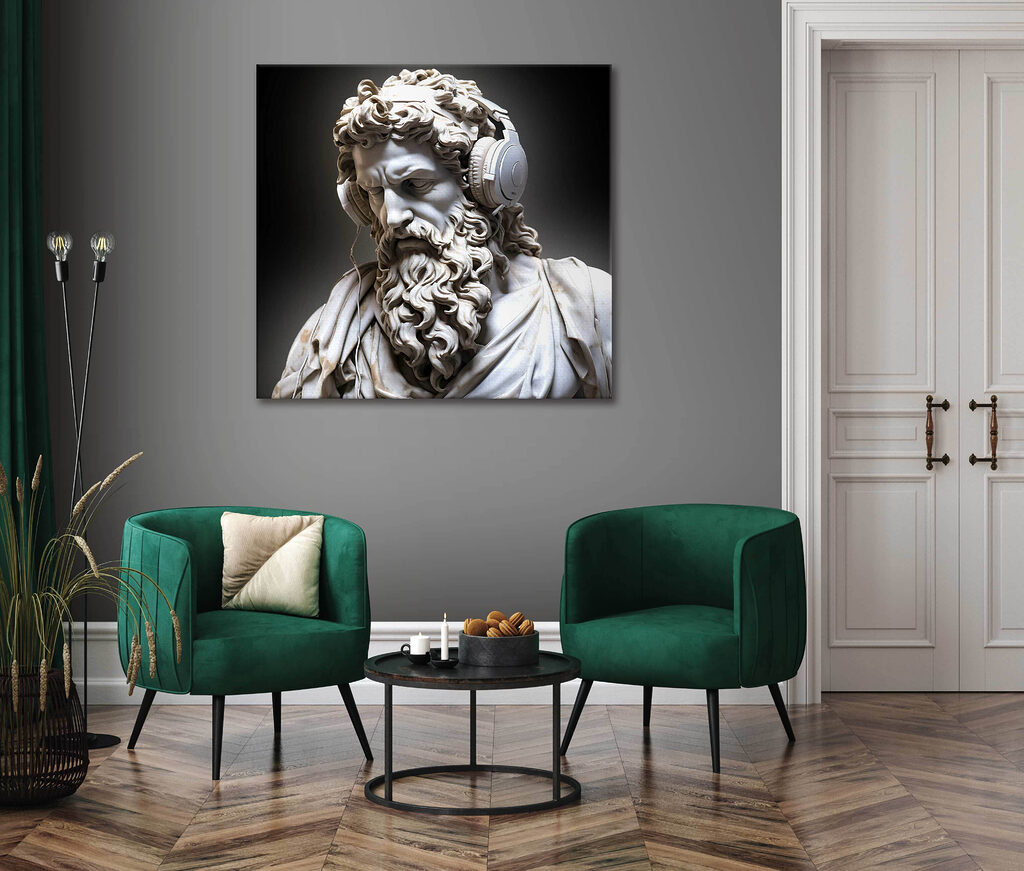 Koptelefoon op klassieke schouders — interieur 1