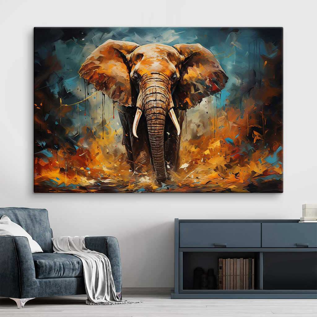 Olifant in oranje verf — interieur 2