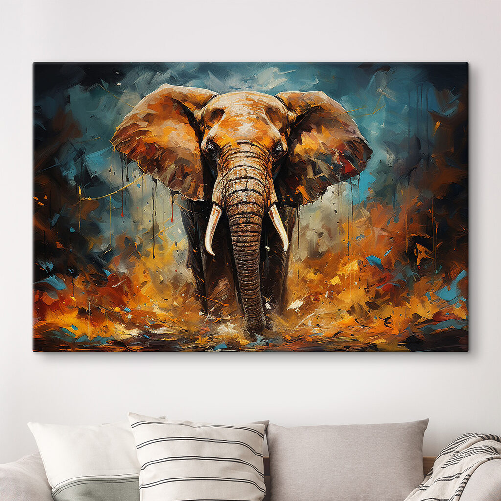 Olifant in oranje verf — interieur 3