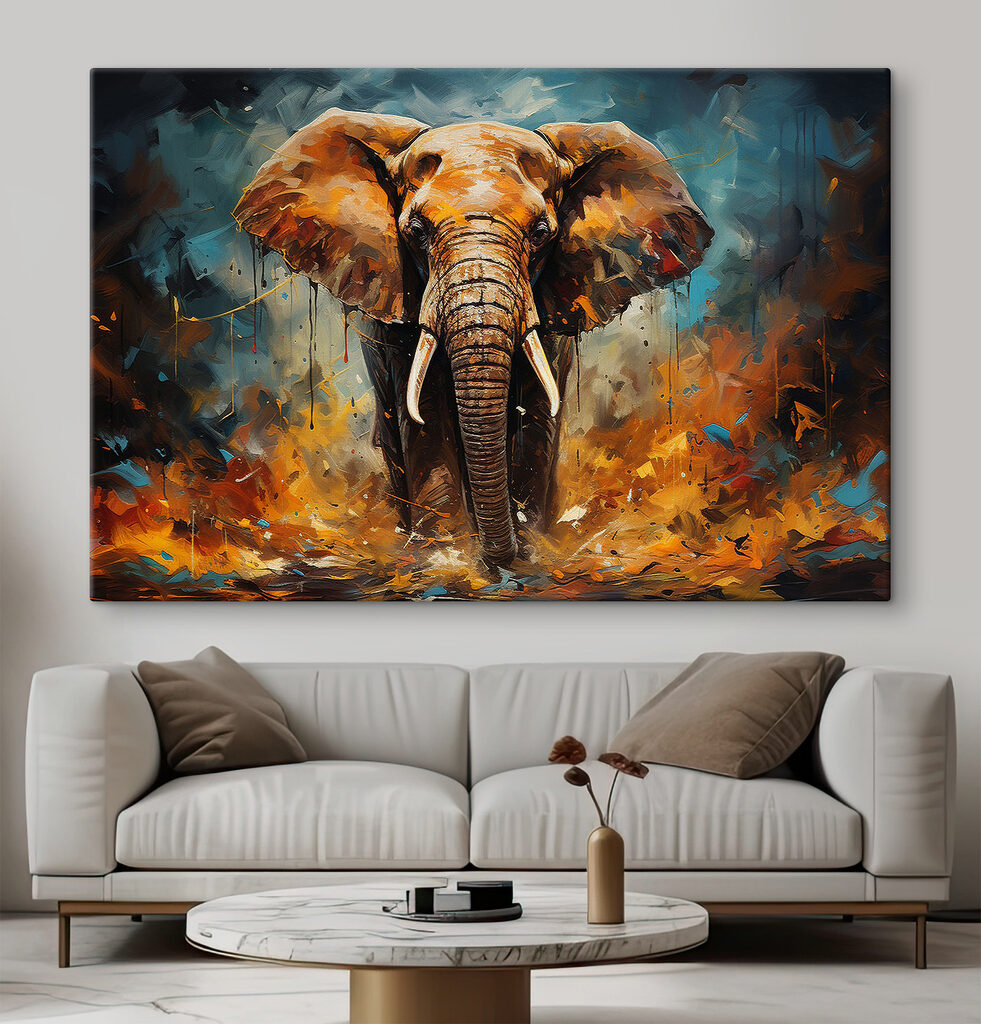 Olifant in oranje verf — interieur 5