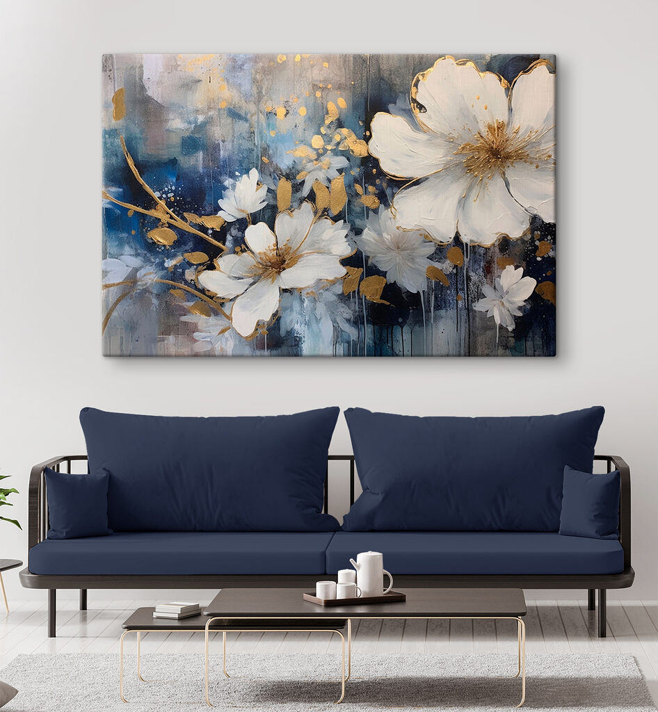Witte bloei langs nachtblauw — interieur 2