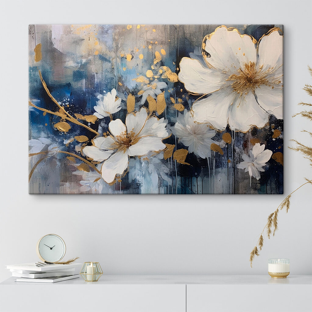 Witte bloei langs nachtblauw — interieur 1