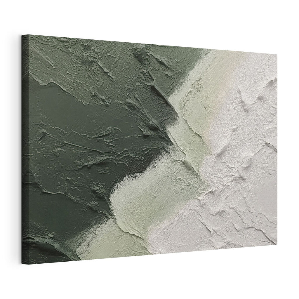 Groene streken raken wit, gespannen canvas met doorlopende rand
