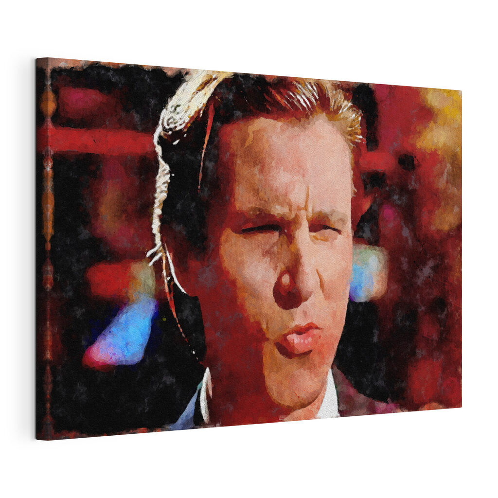 Blik met getuite lippen, gespannen canvas met doorlopende rand