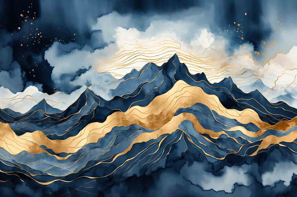 Bergkammen met gouden banen — volledig ontwerp