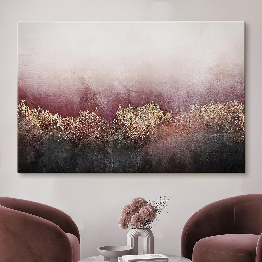 Abstrakt landschap met zachte kleuren in een interieur