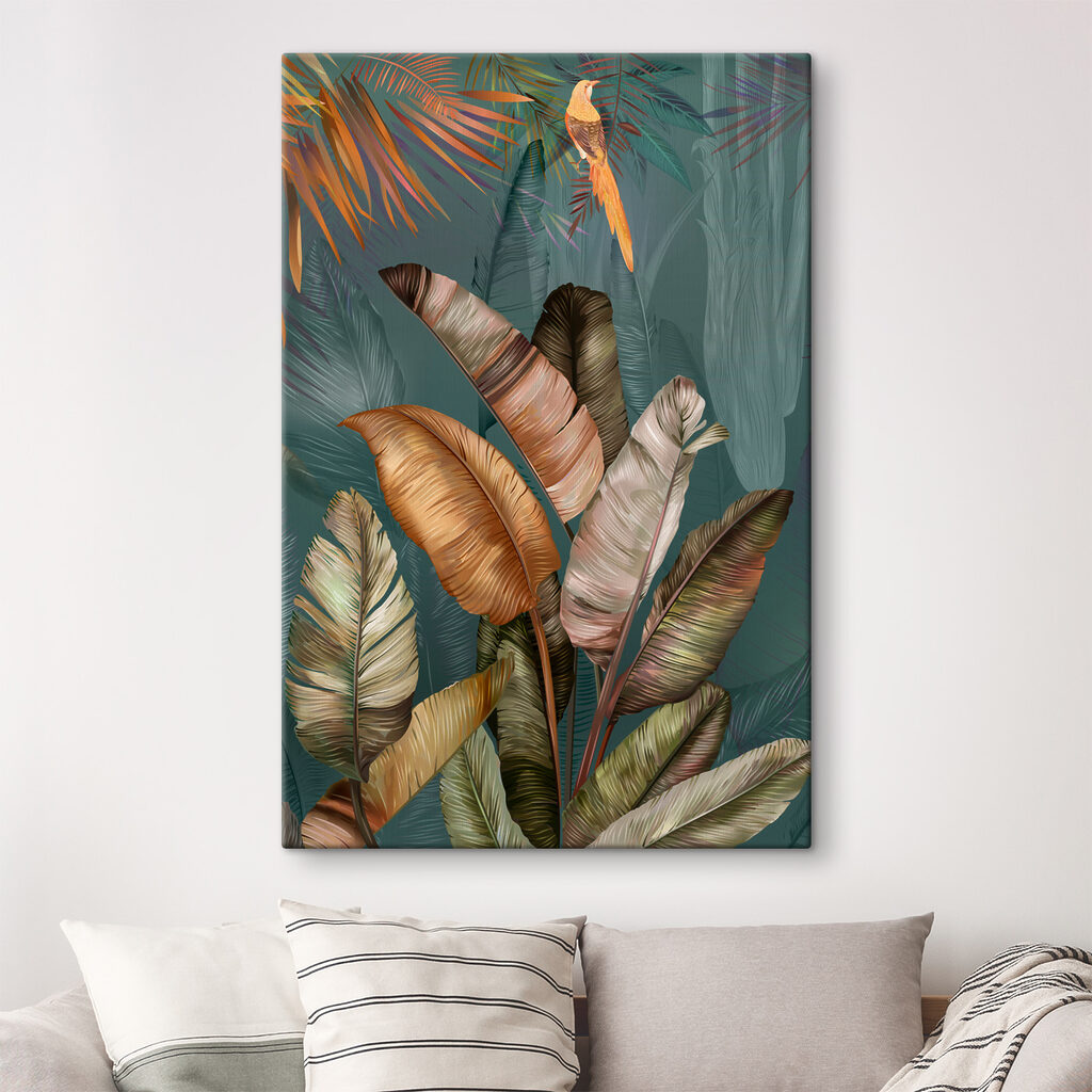 Tropische bladeren in kopertinten — interieur 1