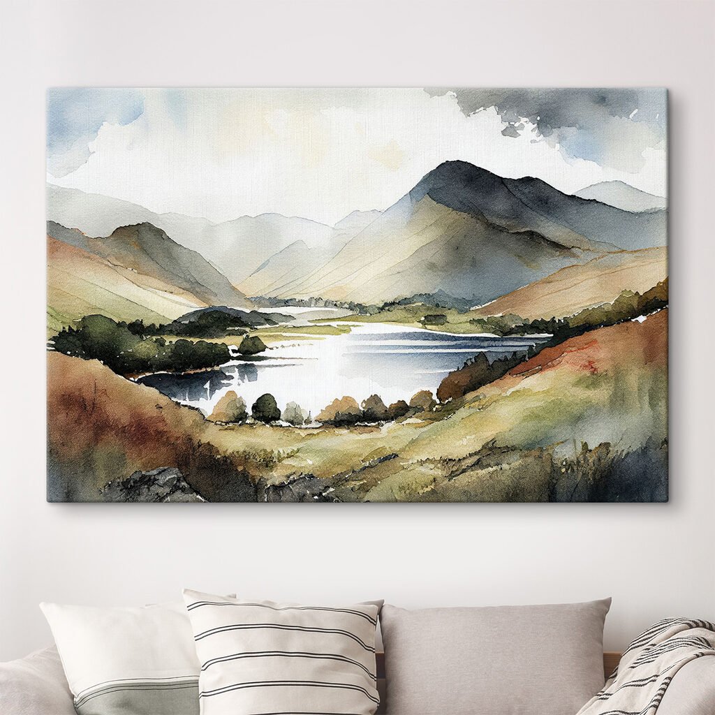 Bergmeer in warme aquarel — interieur 2