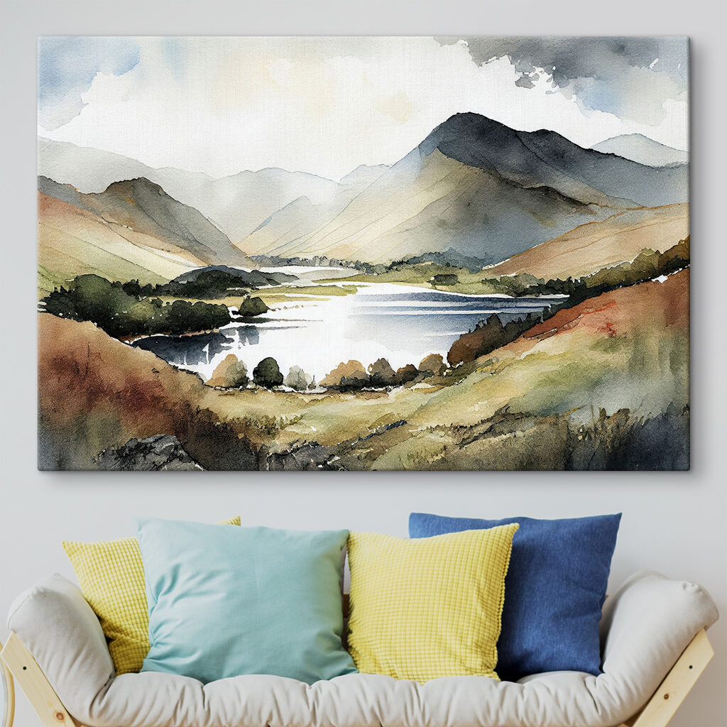 Bergmeer in warme aquarel — interieur 3