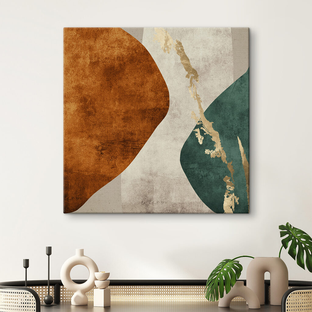 Een kunstwerk met een kleurrijk ontwerp in een interieur