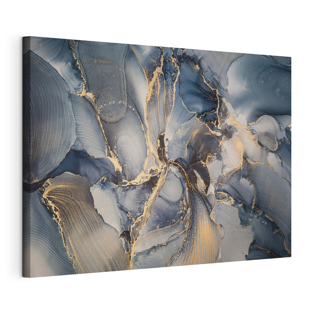 Zeegolven in abstracte kleuren, gespannen canvas met doorlopende rand