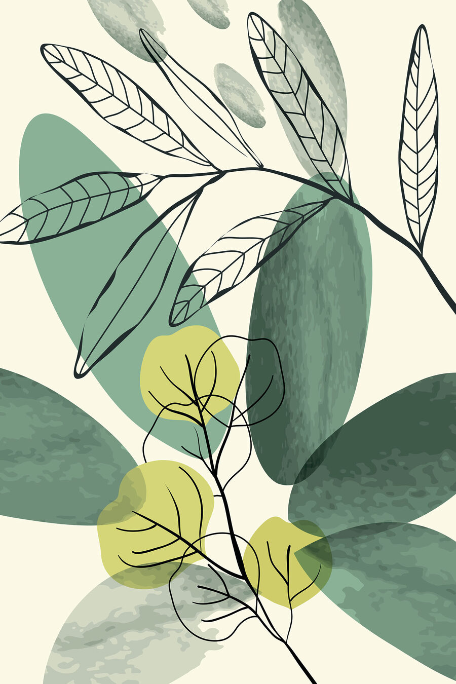 Groen blad in contouren — volledig ontwerp