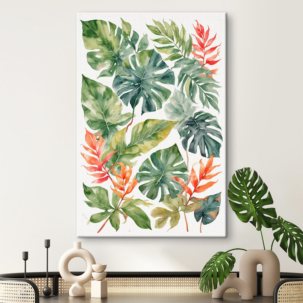 Tropische takken op wit — interieur 1