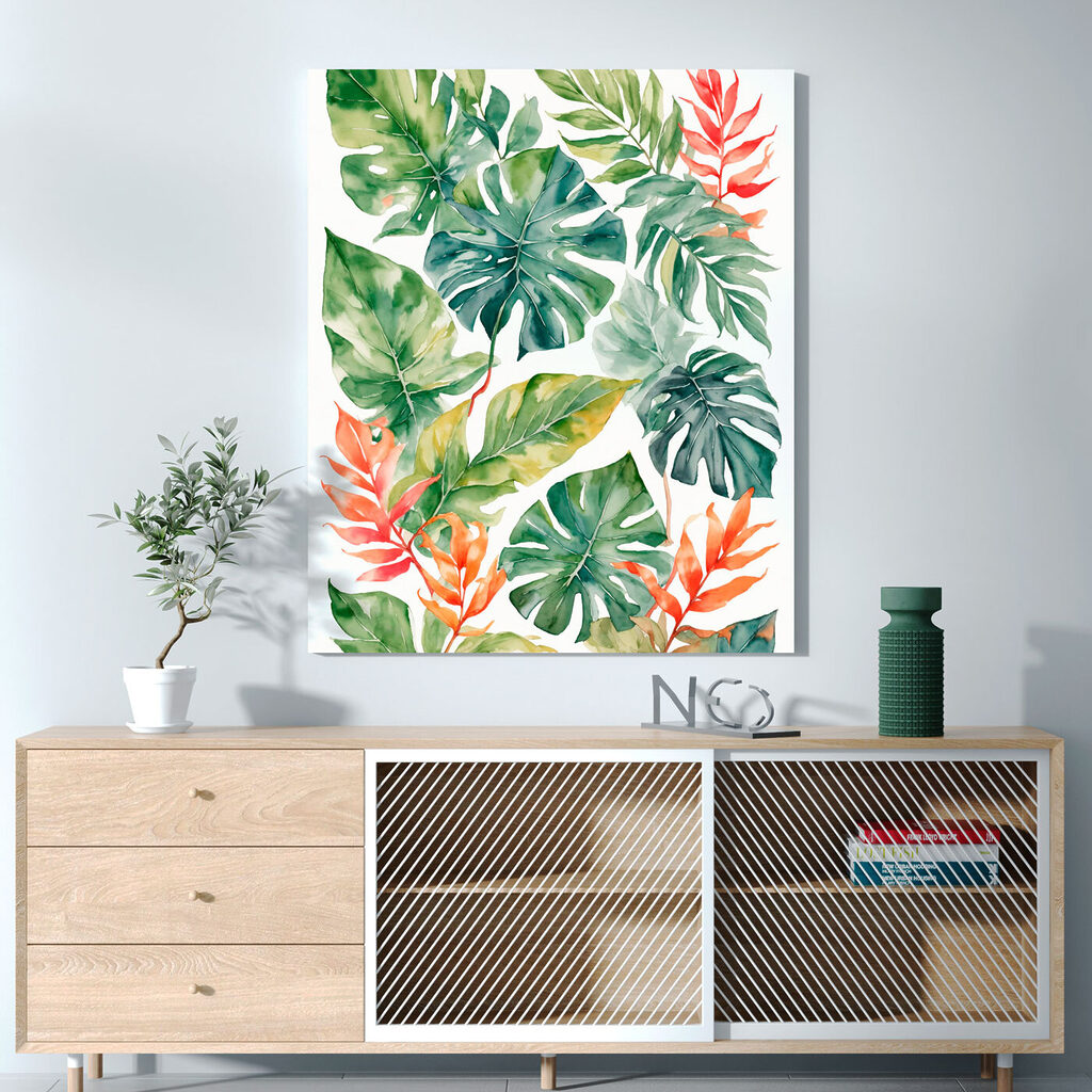 Tropische takken op wit — interieur 2