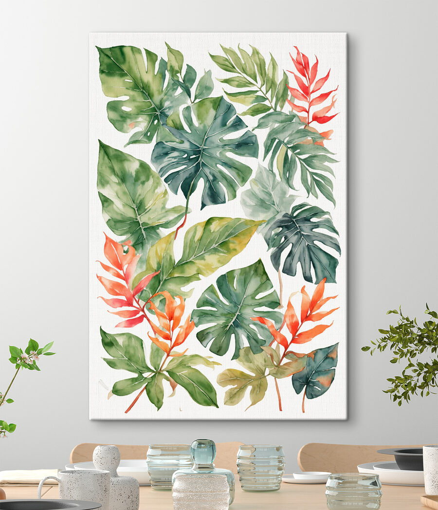 Tropische takken op wit — interieur 3