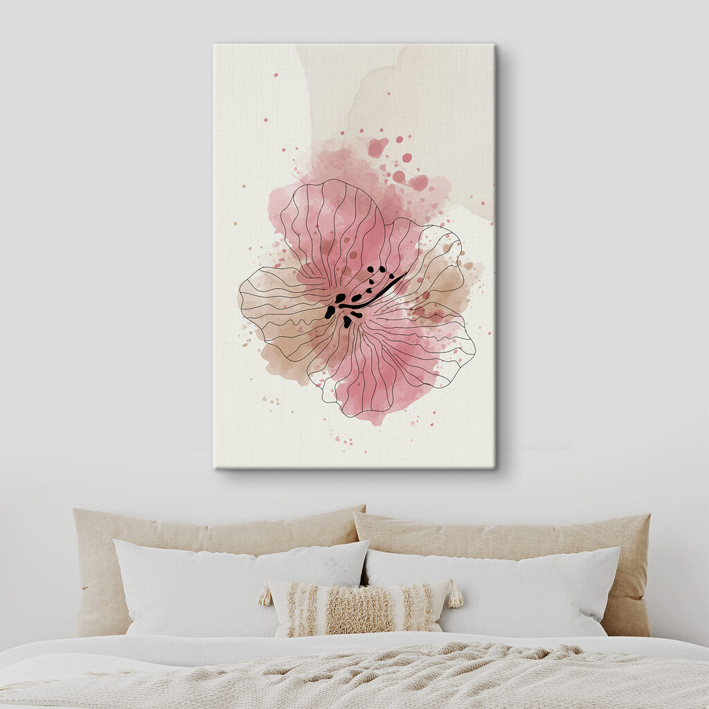 Roze bloem in contourlijnen — interieur 2