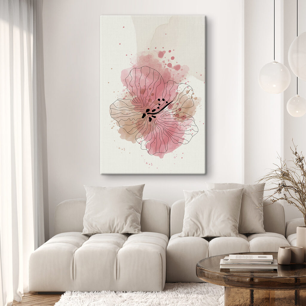 Roze bloem in contourlijnen — interieur 3