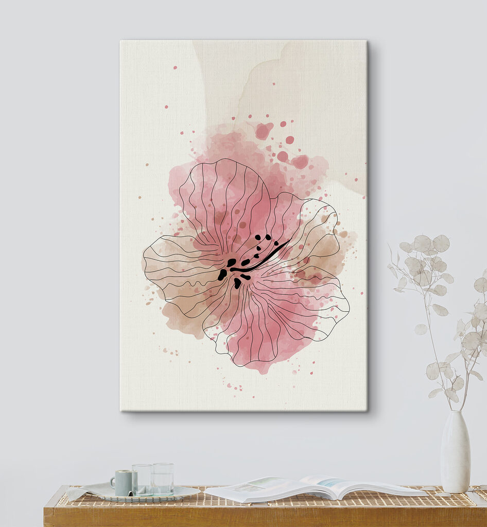 Roze bloem in contourlijnen — interieur 1