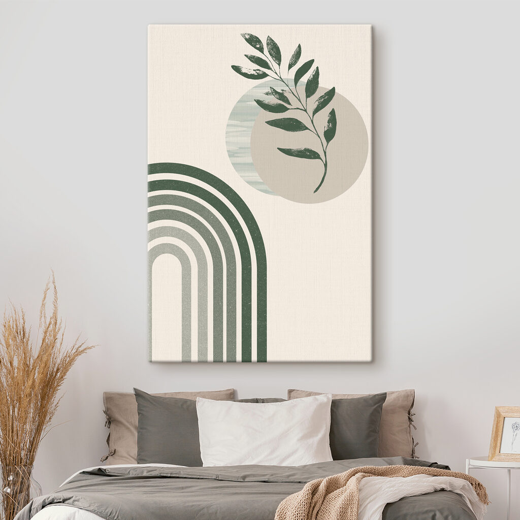 Groene tak boven bogen — interieur 2