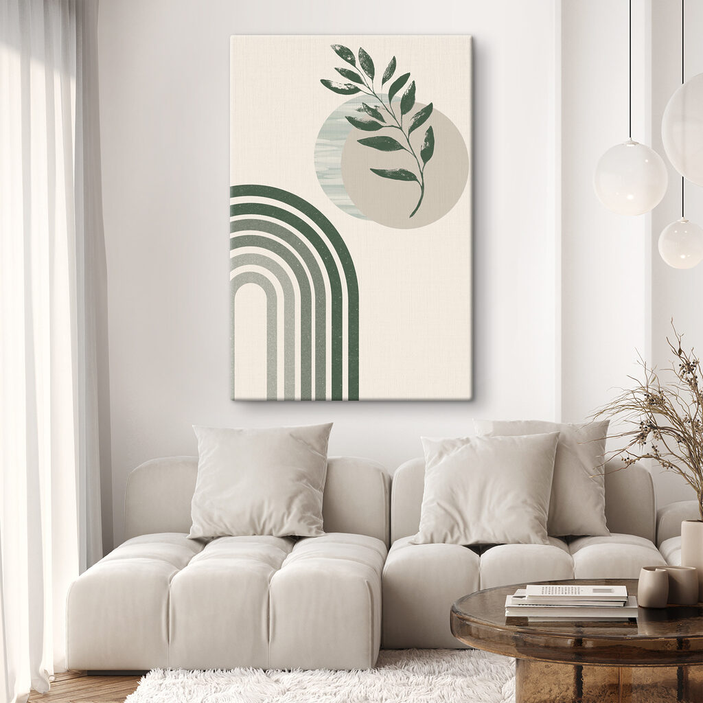 Groene tak boven bogen — interieur 3