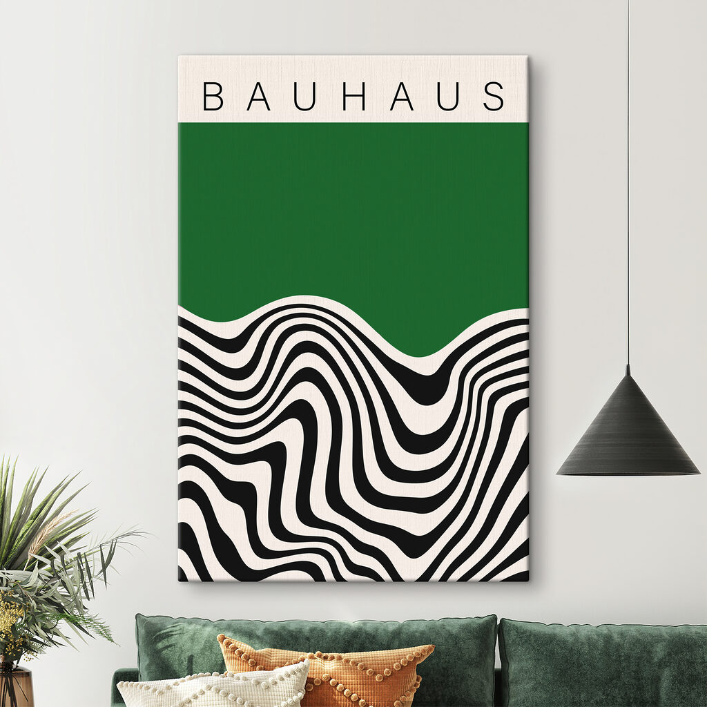 Zwart-witte golven onder groen — interieur 3