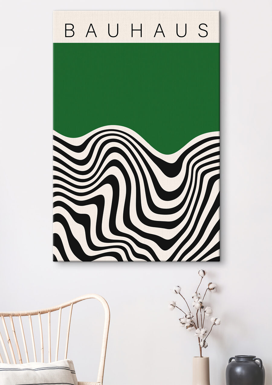 Zwart-witte golven onder groen — interieur 5