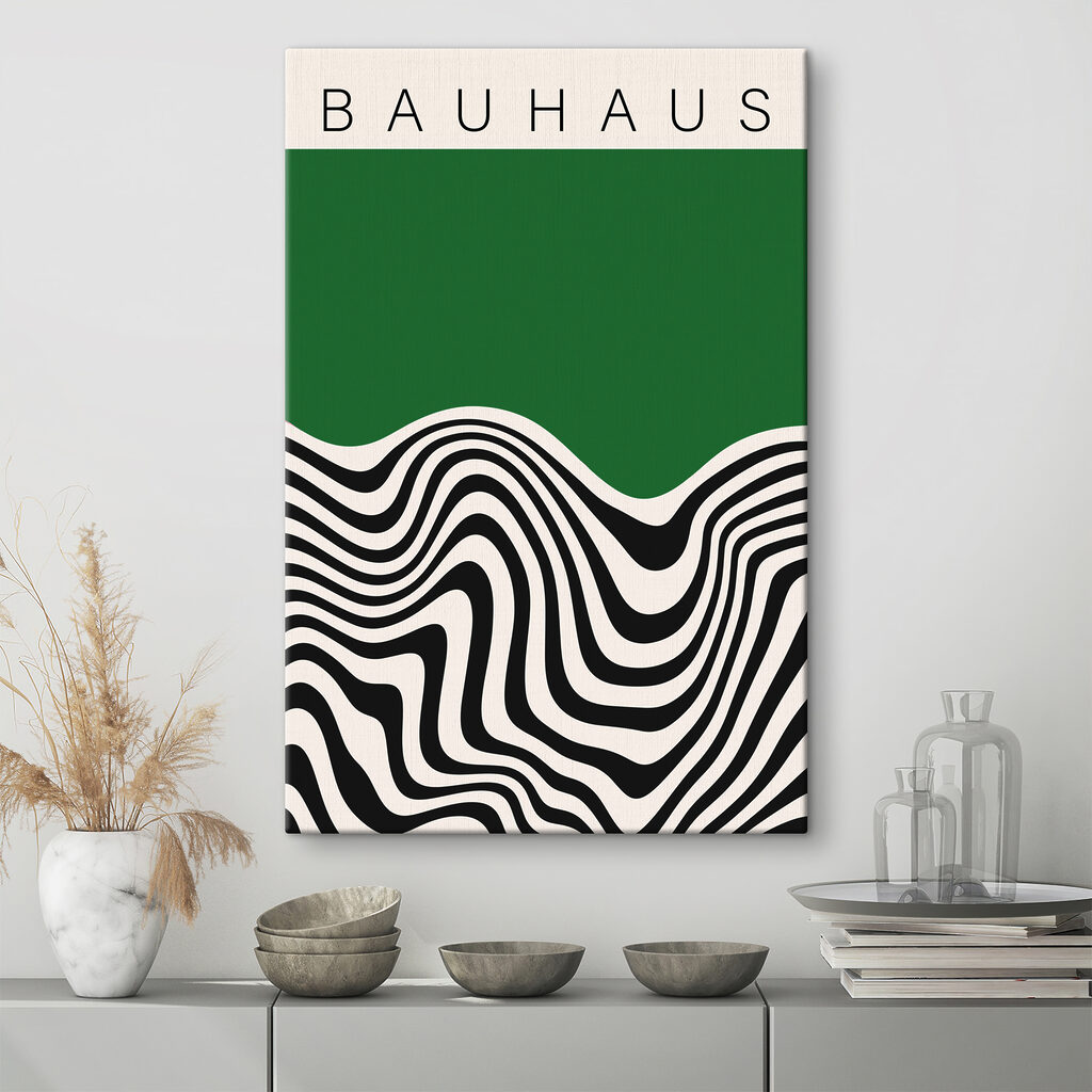 Zwart-witte golven onder groen — interieur 1