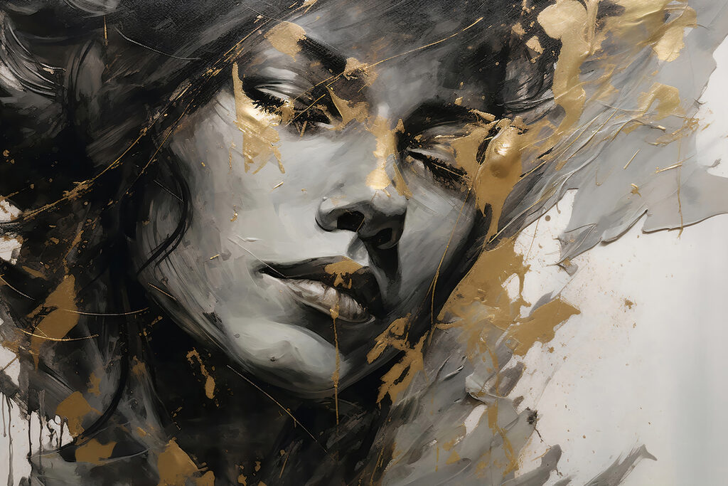 Portret in gouden streken — volledig ontwerp