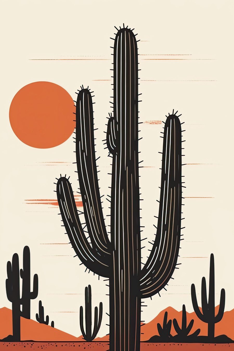 Cactussen in oranje zonlicht — volledig ontwerp