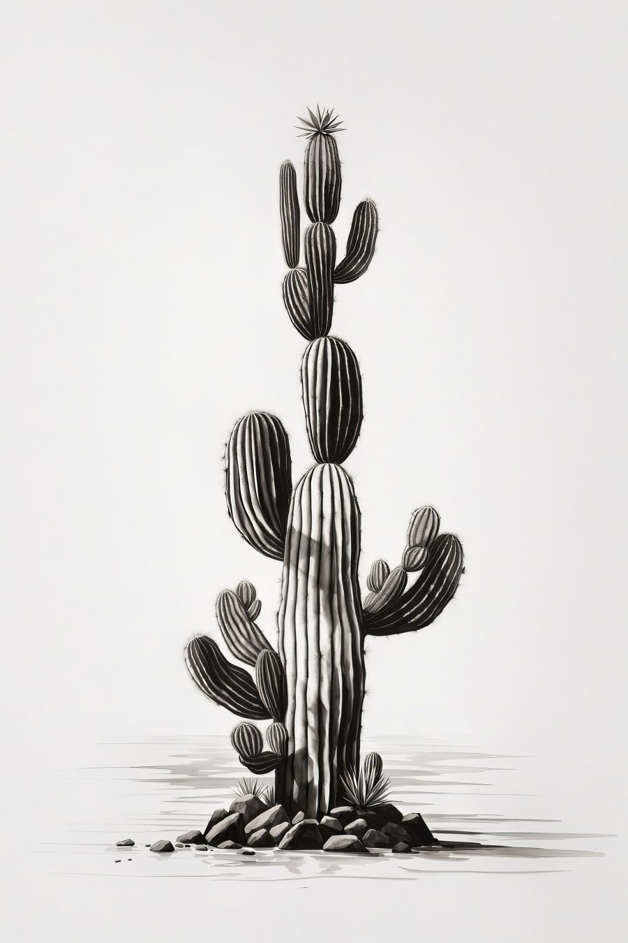 Cactus in zwarte streken — volledig ontwerp