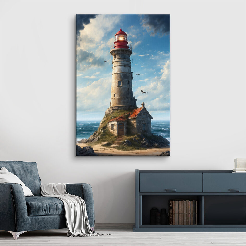 Vuurtoren boven blauwe golven — interieur 2