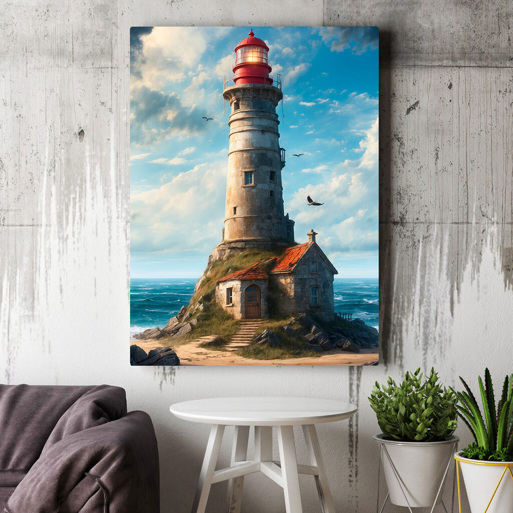 Vuurtoren boven blauwe golven — interieur 3