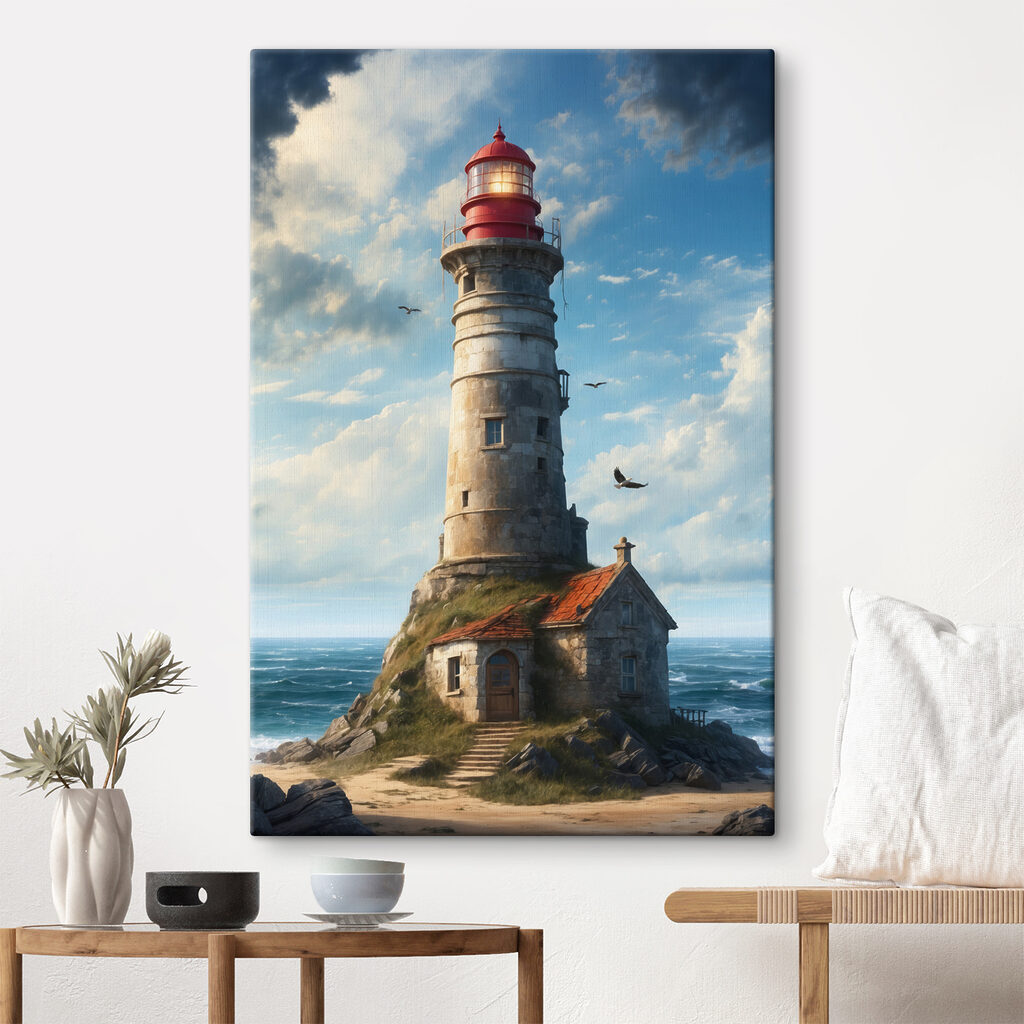 Vuurtoren boven blauwe golven — interieur 1