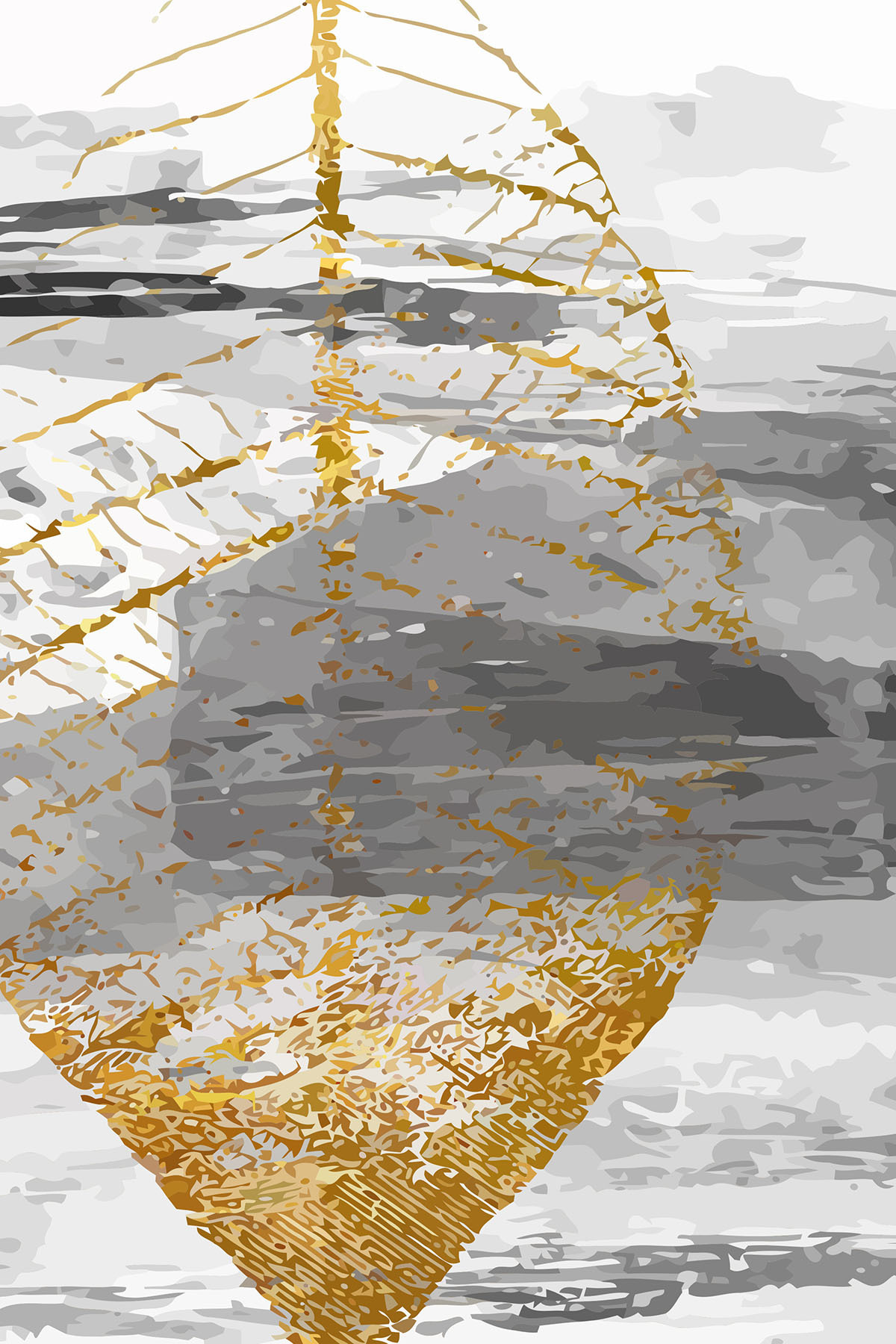 Blad met gouden nerven — volledig ontwerp