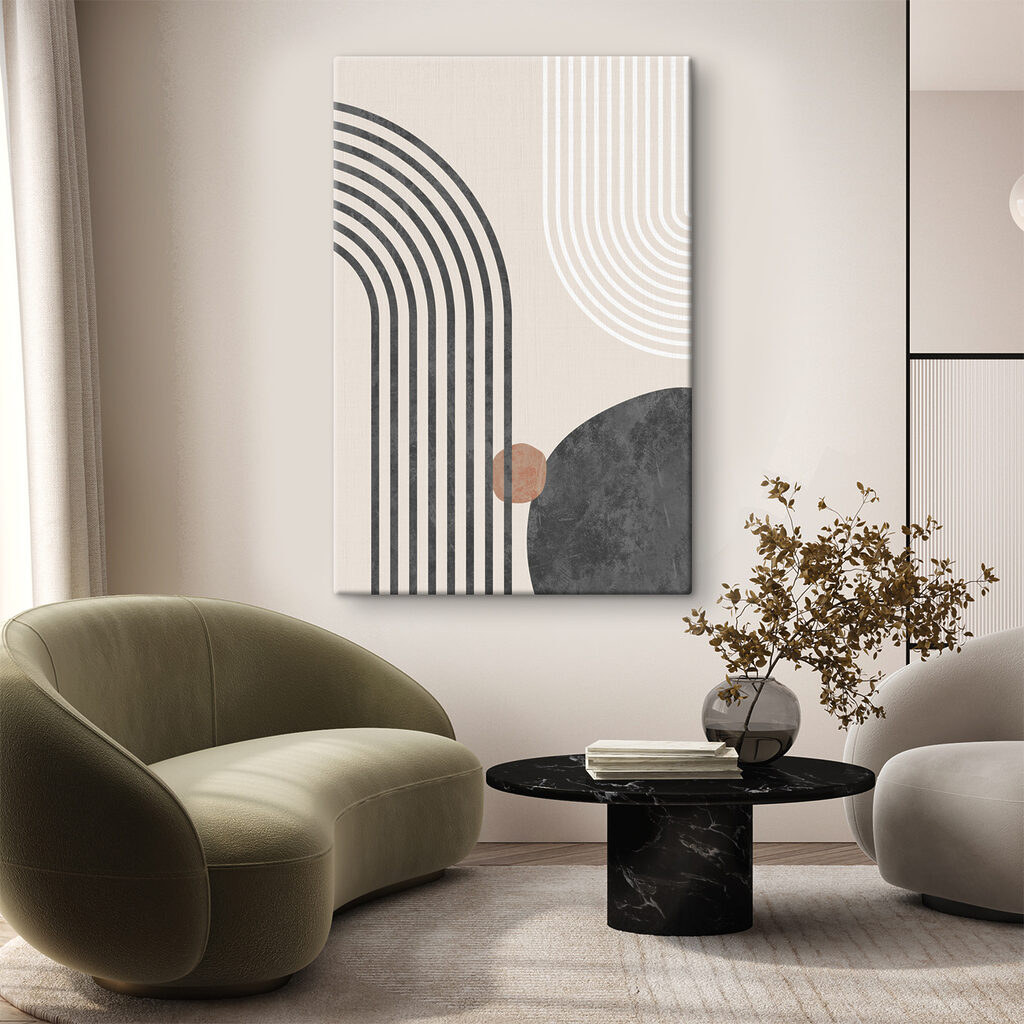Abstracte lijnen en vormen in harmonie in een interieur