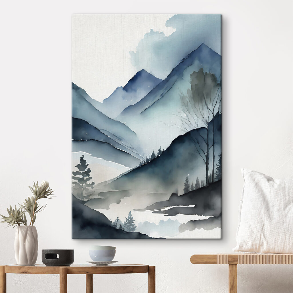 Blauwe bergen langs water — interieur 2