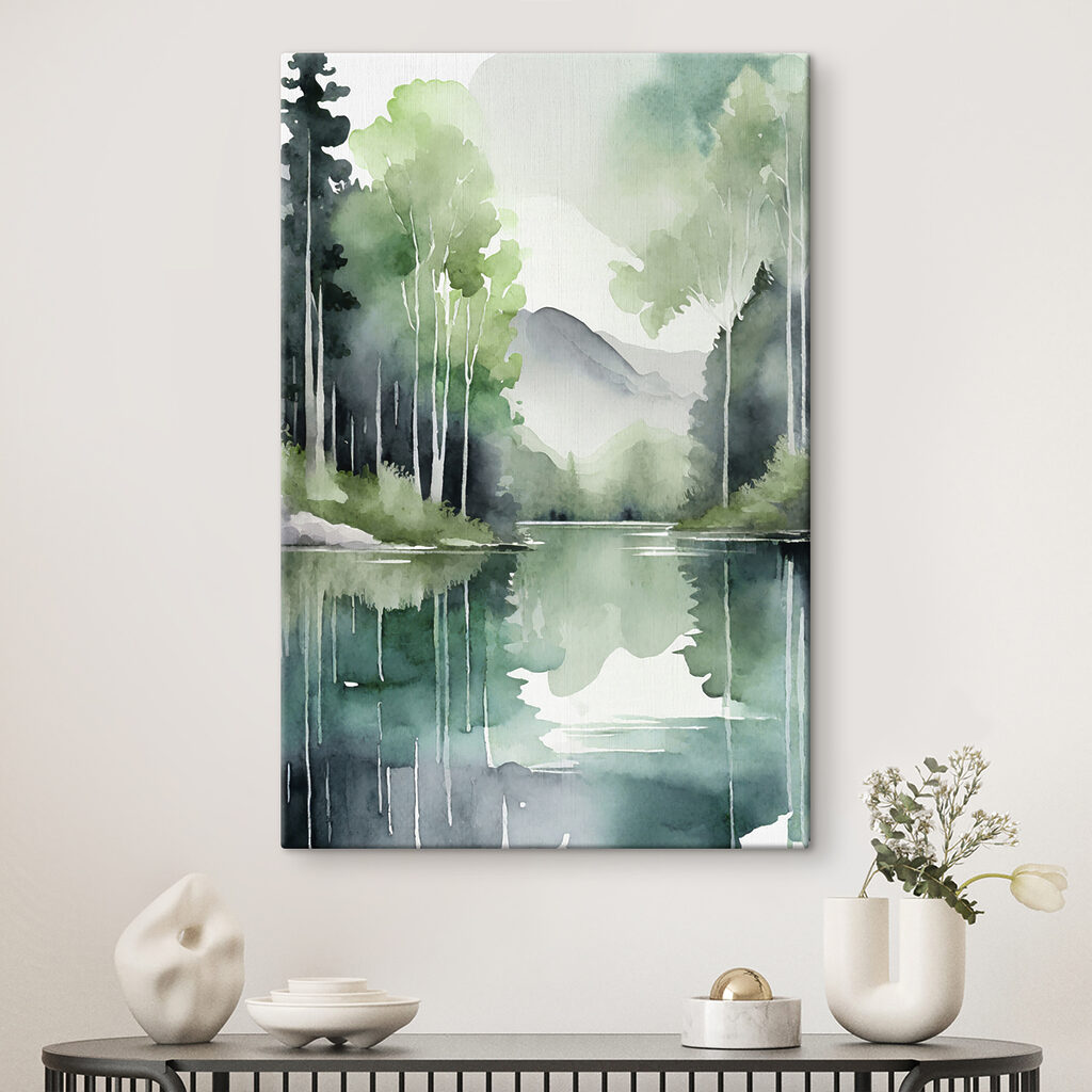 Spiegelmeer tussen lichte stammen — interieur 2