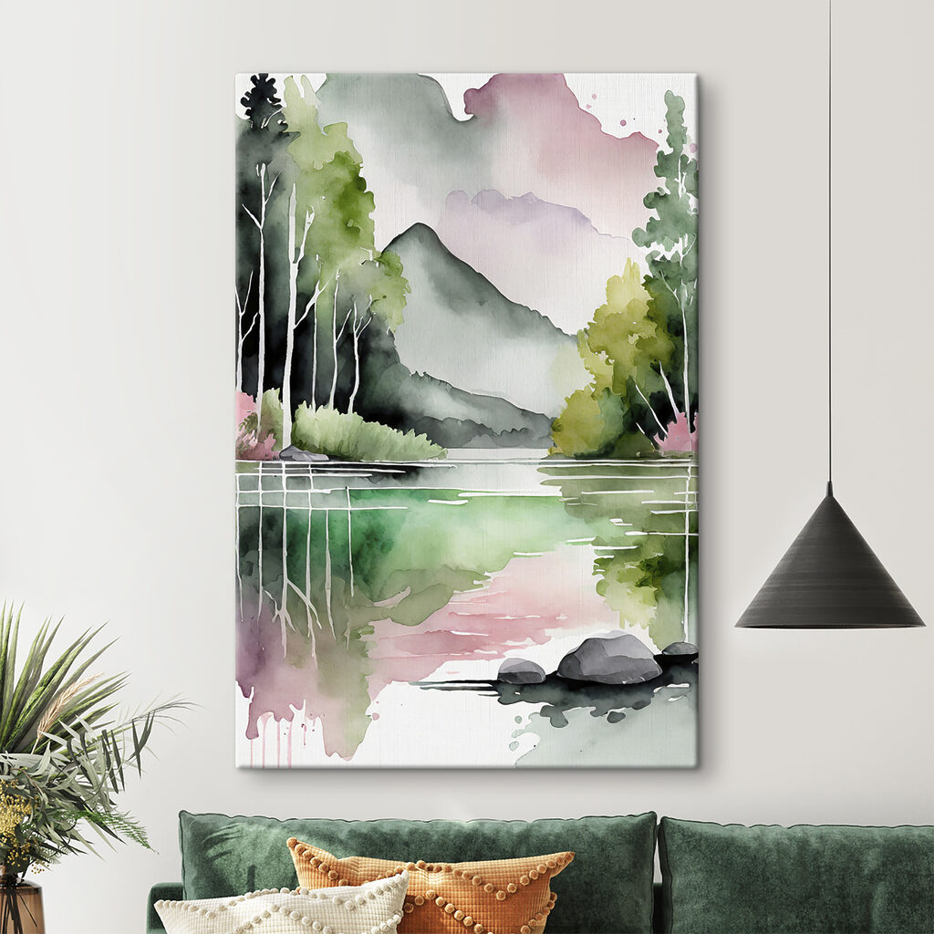 Bergmeer onder roze hemel — interieur 1