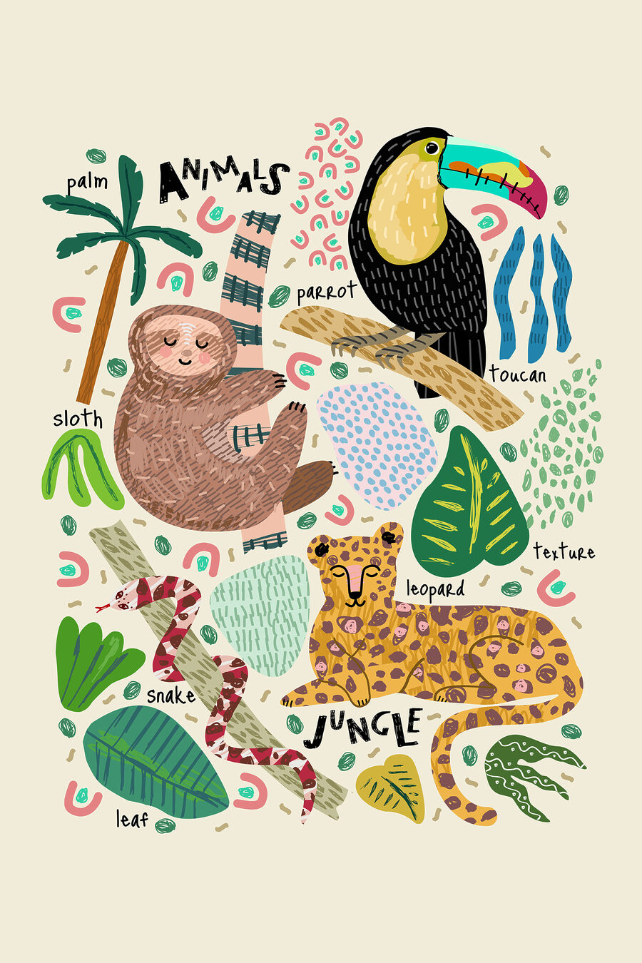 Jungle vol kleine ontdekkingen — volledig ontwerp